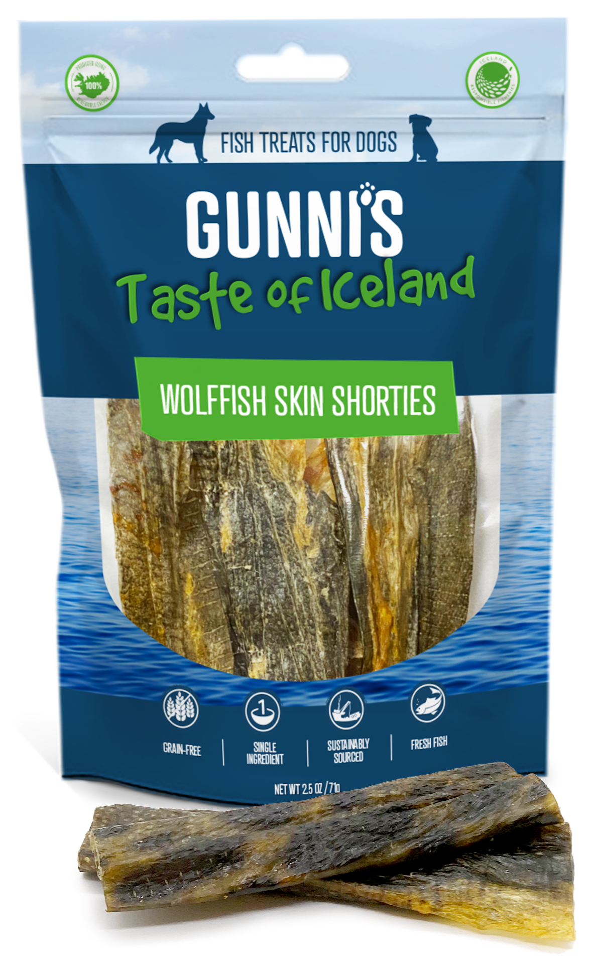 Gunni&#39;s Pet Taste of Iceland Shorts Wolffish Skin Shorties Dog Treats
