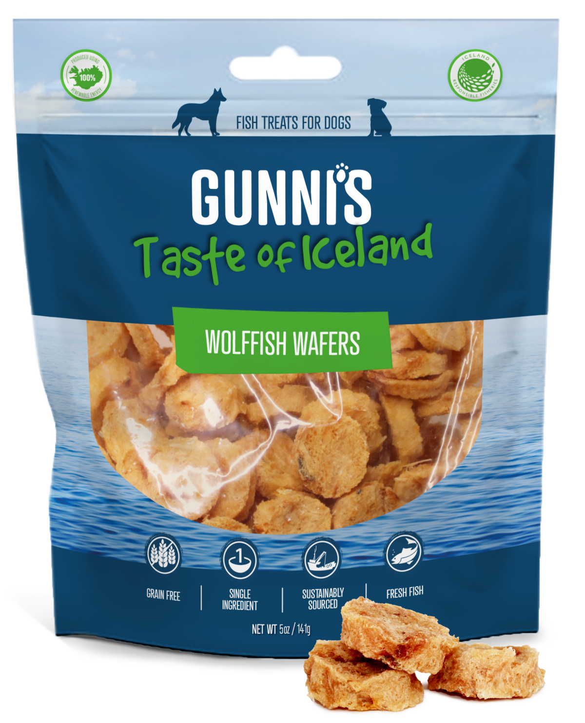 Gunni&#39;s Pet Taste of Iceland Wolffish Wafers Dog Treats