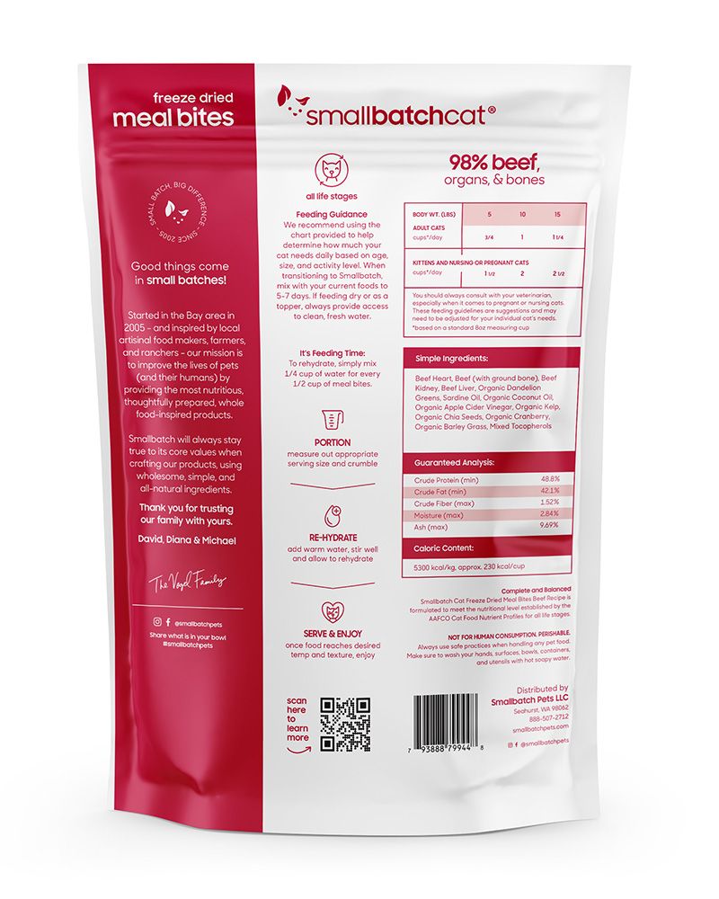 Small Batch Freeze-Dried Meal Bites Beef Cat Food