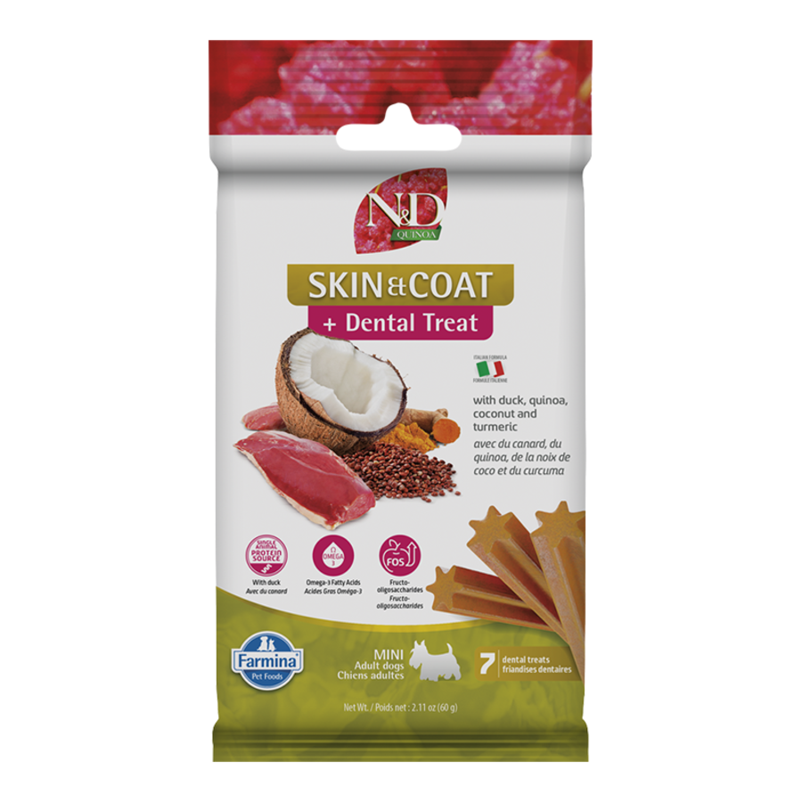 Farmina N&D Quinoa Skin & Coat + Dental Treat Duck & Coconut Mini Dog Treats