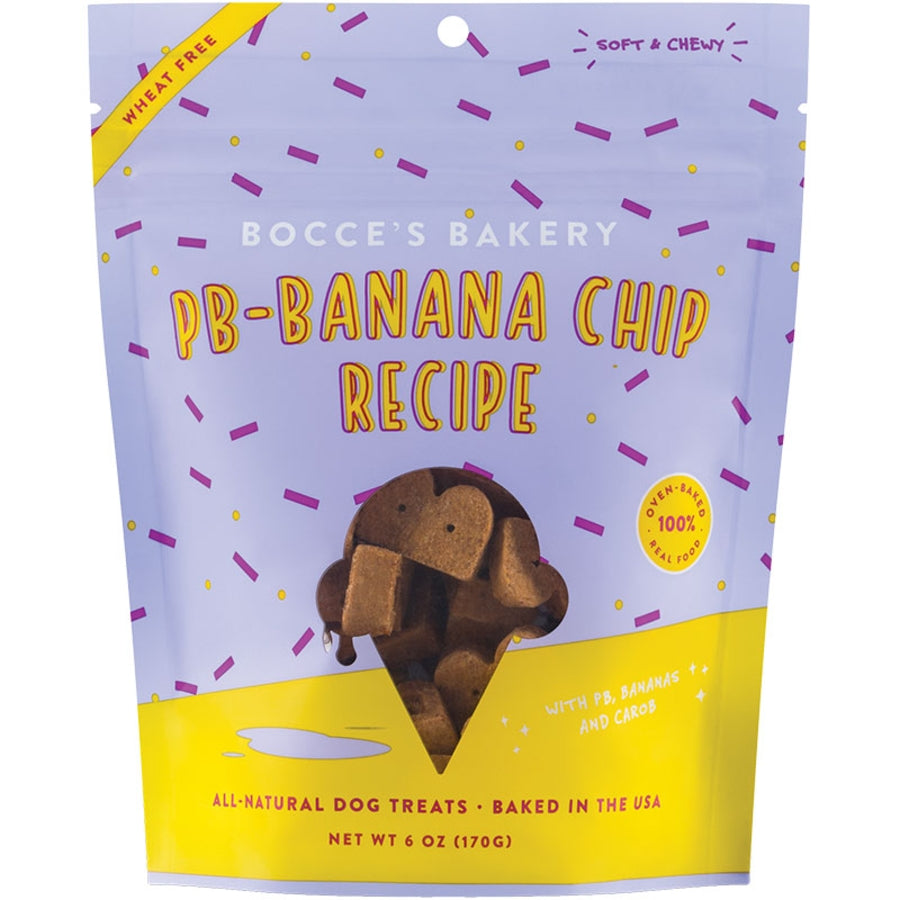 Bocce&#39;s Bakery Soft and Chewy Peanut Butter and Banana Chip Dog Treats