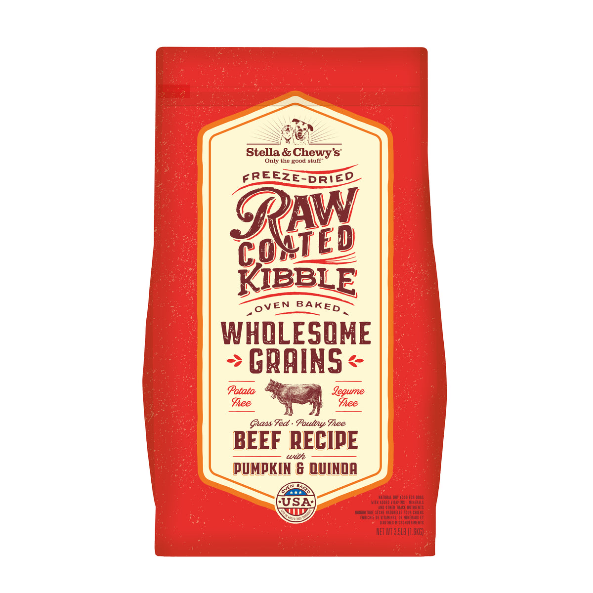 Stella &amp; Chewy&#39;s Kibble Raw Coated Wholesome Grain Beef Dog Food