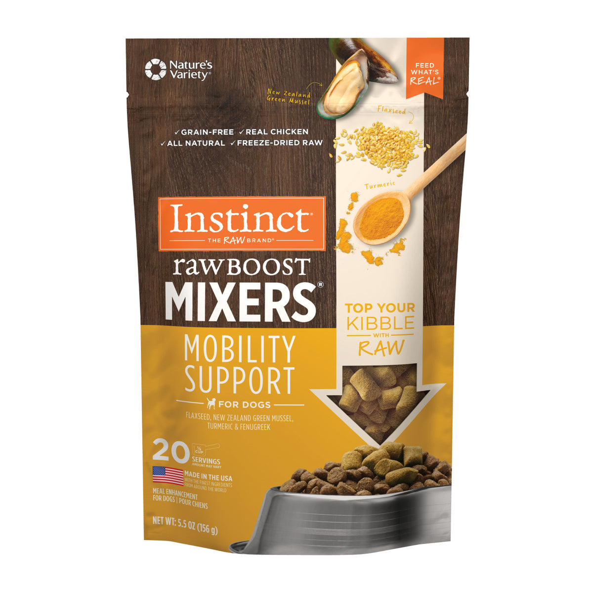 Instinct Freeze-Dried Raw Boost Mixers Grain-Free Mobility Support Recipe Dog Food Topper