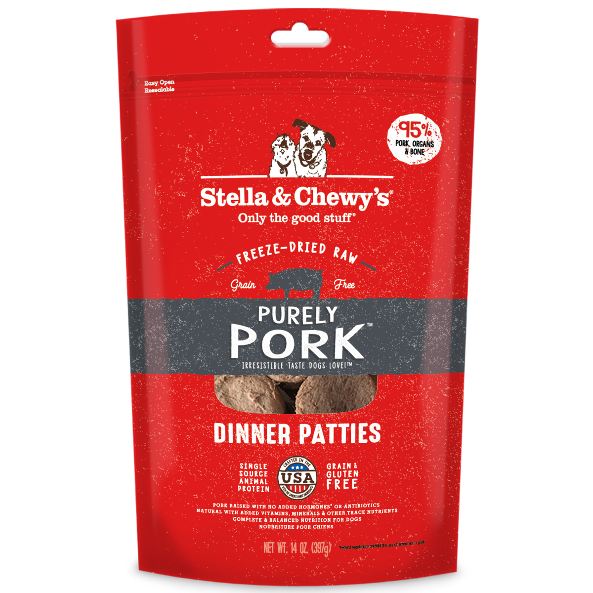 Stella &amp; Chewy&#39;s Freeze-Dried Raw Purely Pork Dinner Patties Dog Food