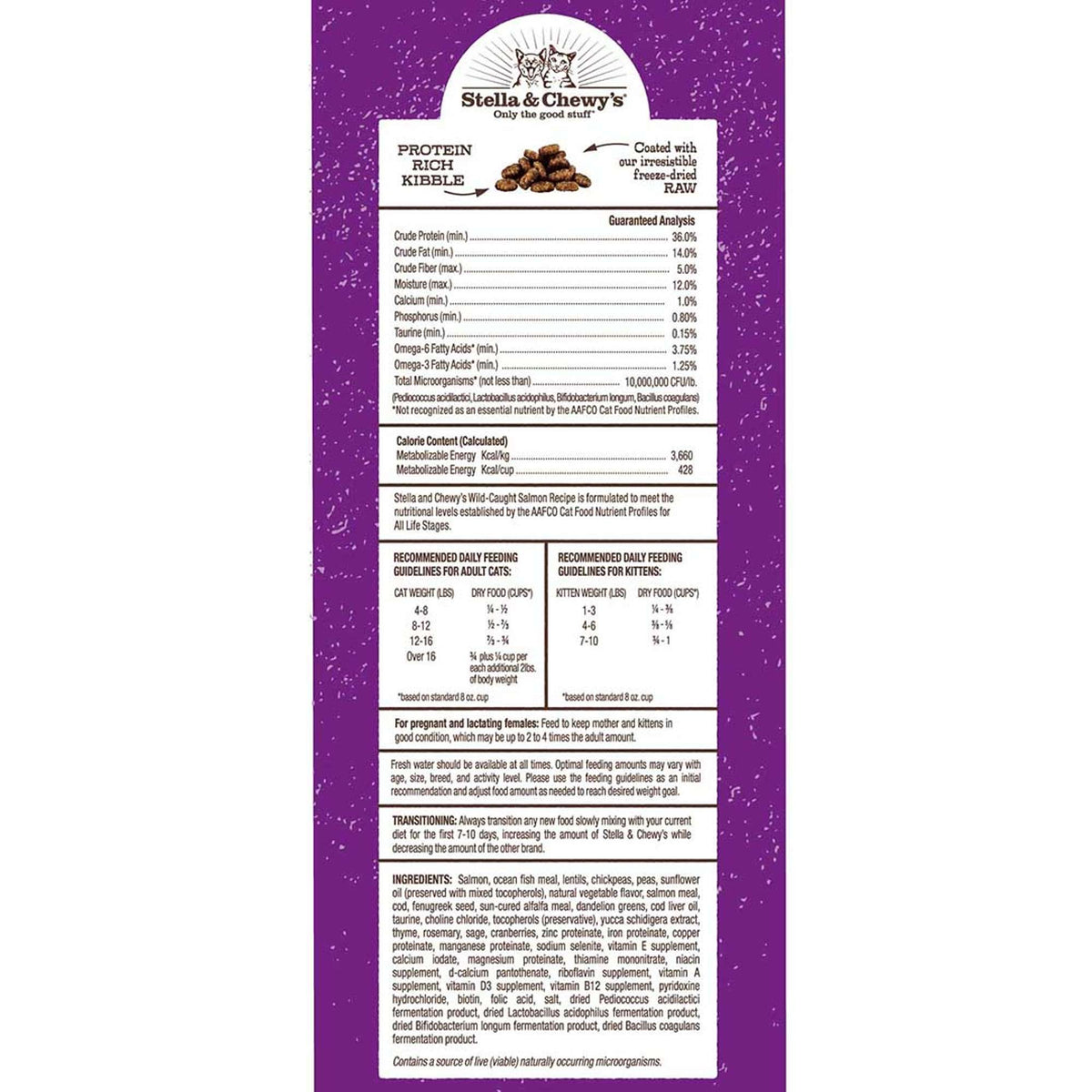 Stella &amp; Chewy&#39;s Kibble Raw Coated Salmon Cat Food
