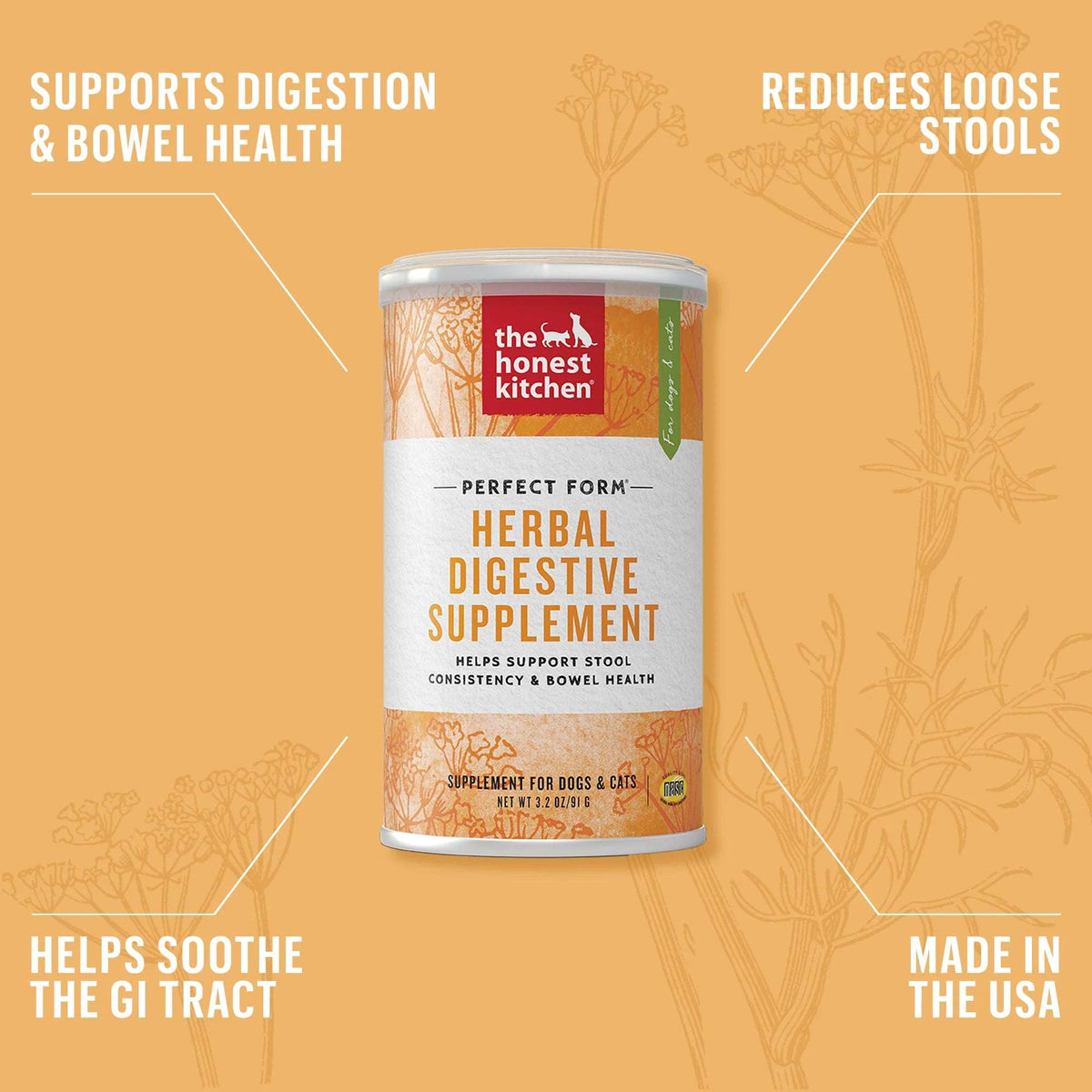 The Honest Kitchen Herbal Digestive Dog &amp; Cat Supplement
