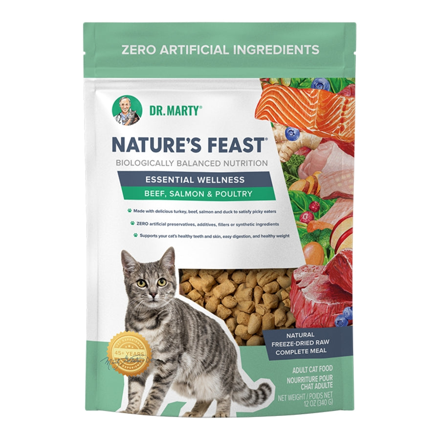 Dr. Marty Freeze-Dried Raw Nature&#39;s Feast Essential Wellness Poultry, Beef, &amp; Salmon Cat Food