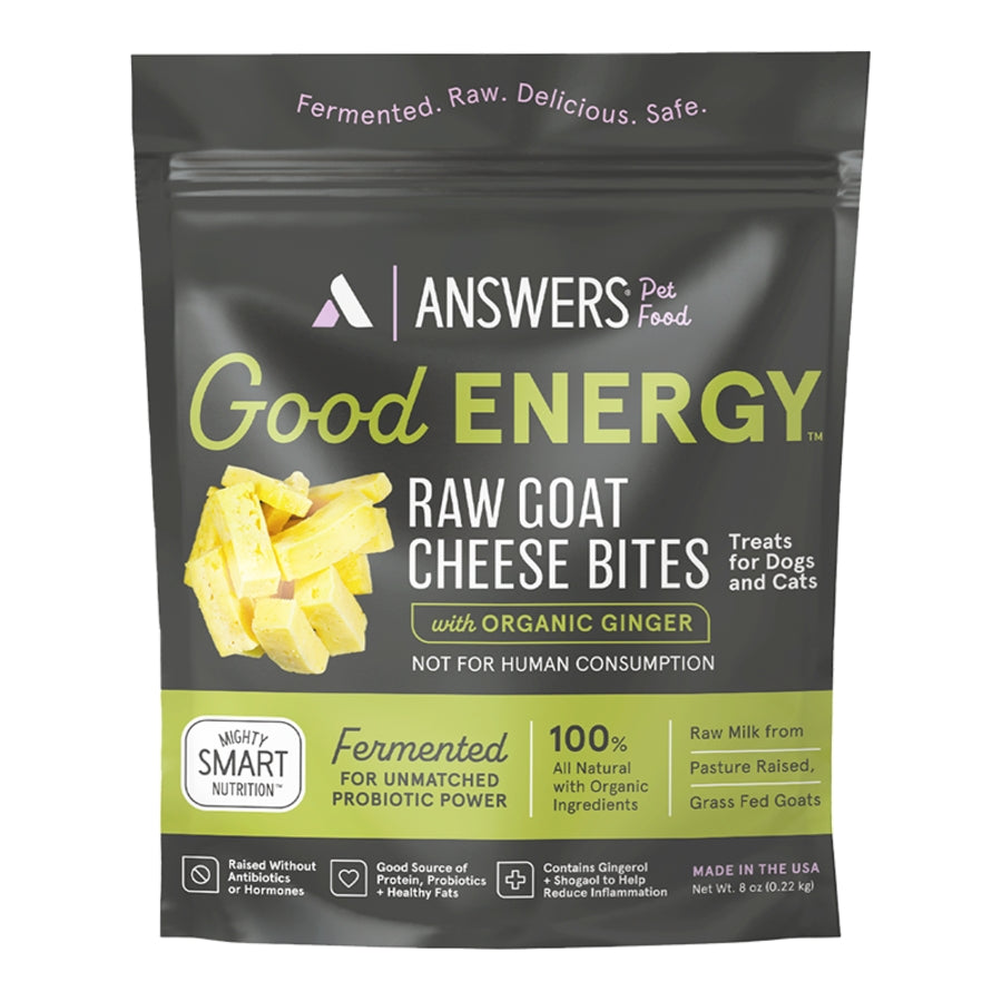 Answers Good Energy Raw Goat Cheese Bites with Ginger Frozen Dog &amp; Cat Treats