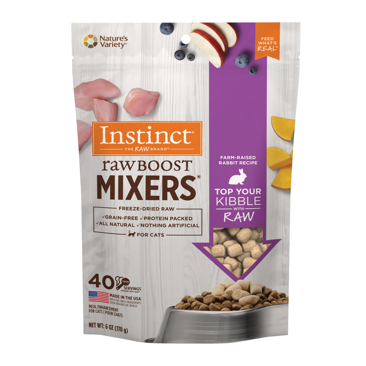 Instinct Freeze-Dried Raw Boost Mixers Grain-Free Rabbit Recipe Freeze-Dried Cat Food Topper