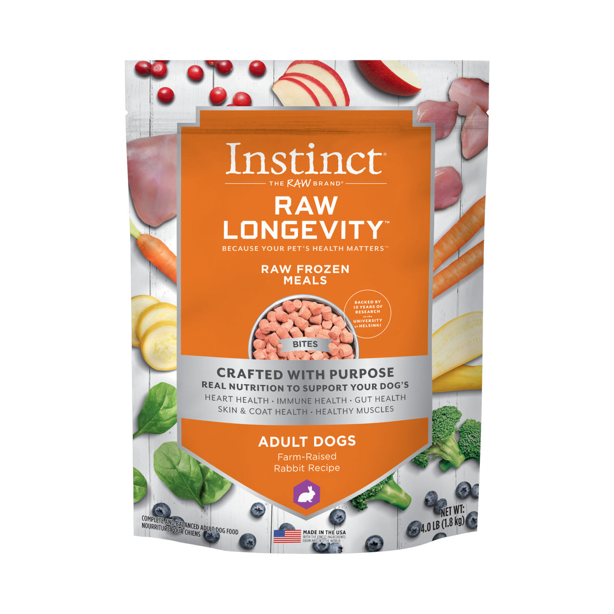 Instinct® Raw Longevity™ Raw Frozen Meals Farm-Raised Rabbit Recipe for Dogs