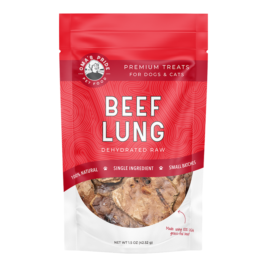 Oma&#39;s Pride Dehydrated Raw Beef Lung Dog &amp; Cat Treats