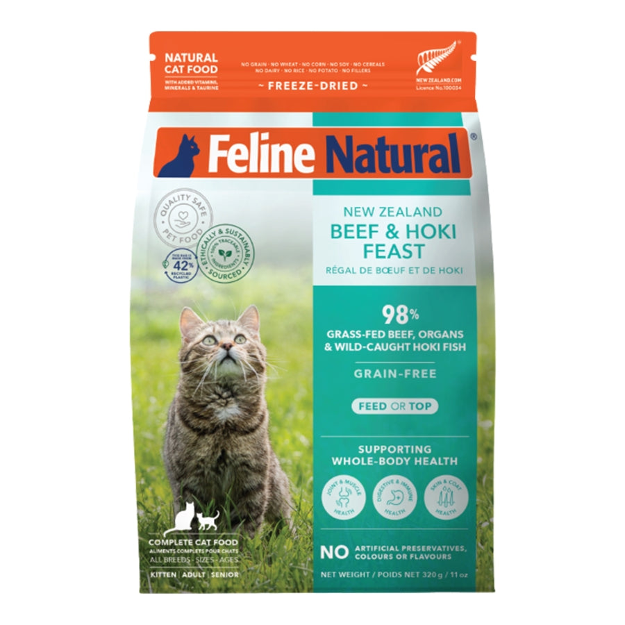 Feline Natural Freeze-Dried Beef &amp; Hoki Feast Topper or Cat Food