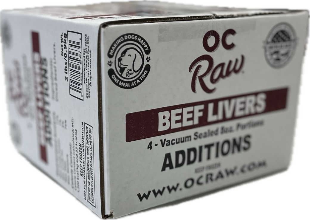 OC Raw Additions Frozen Raw Beef Livers for Dogs