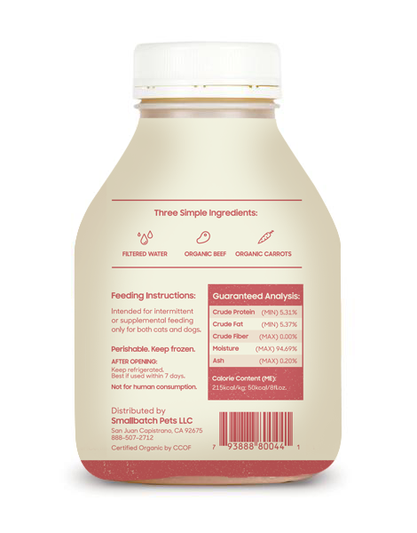 Small Batch Grain Free Frozen Beef Bone Broth for Dogs &amp; Cats