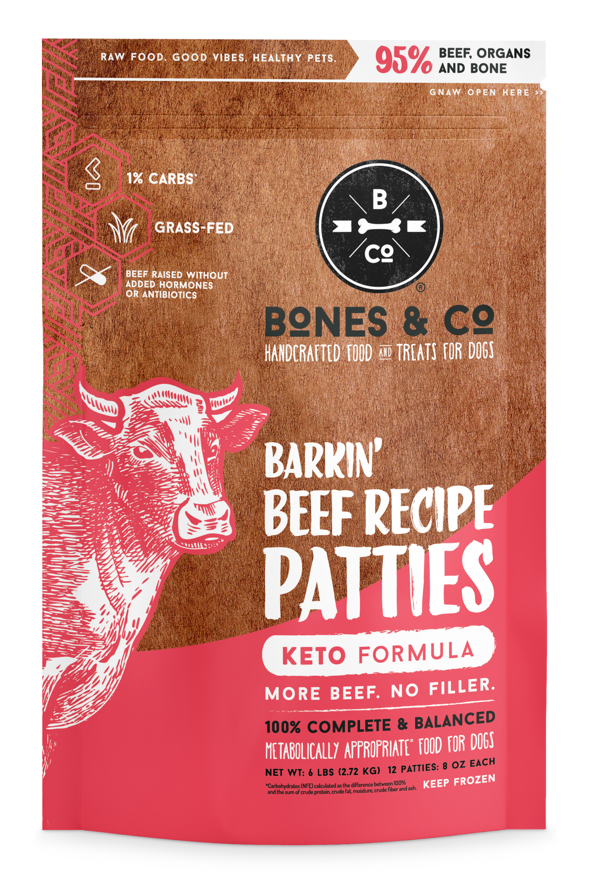 The Bones &amp; Co Frozen Raw Grass-Fed Beef Dog Food