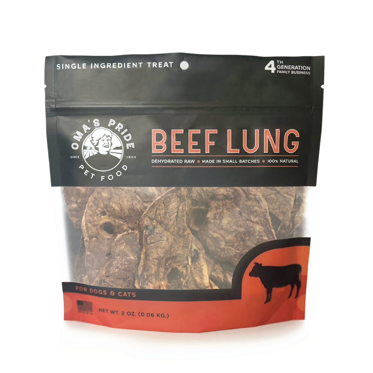 Oma&#39;s Pride Dehydrated Raw Beef Lung Dog &amp; Cat Treats