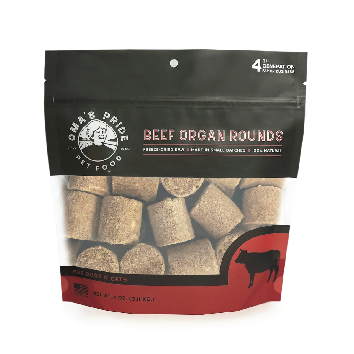 Oma&#39;s Pride Freeze-Dried Raw Beef Organ Rounds Dog &amp; Cat Treats