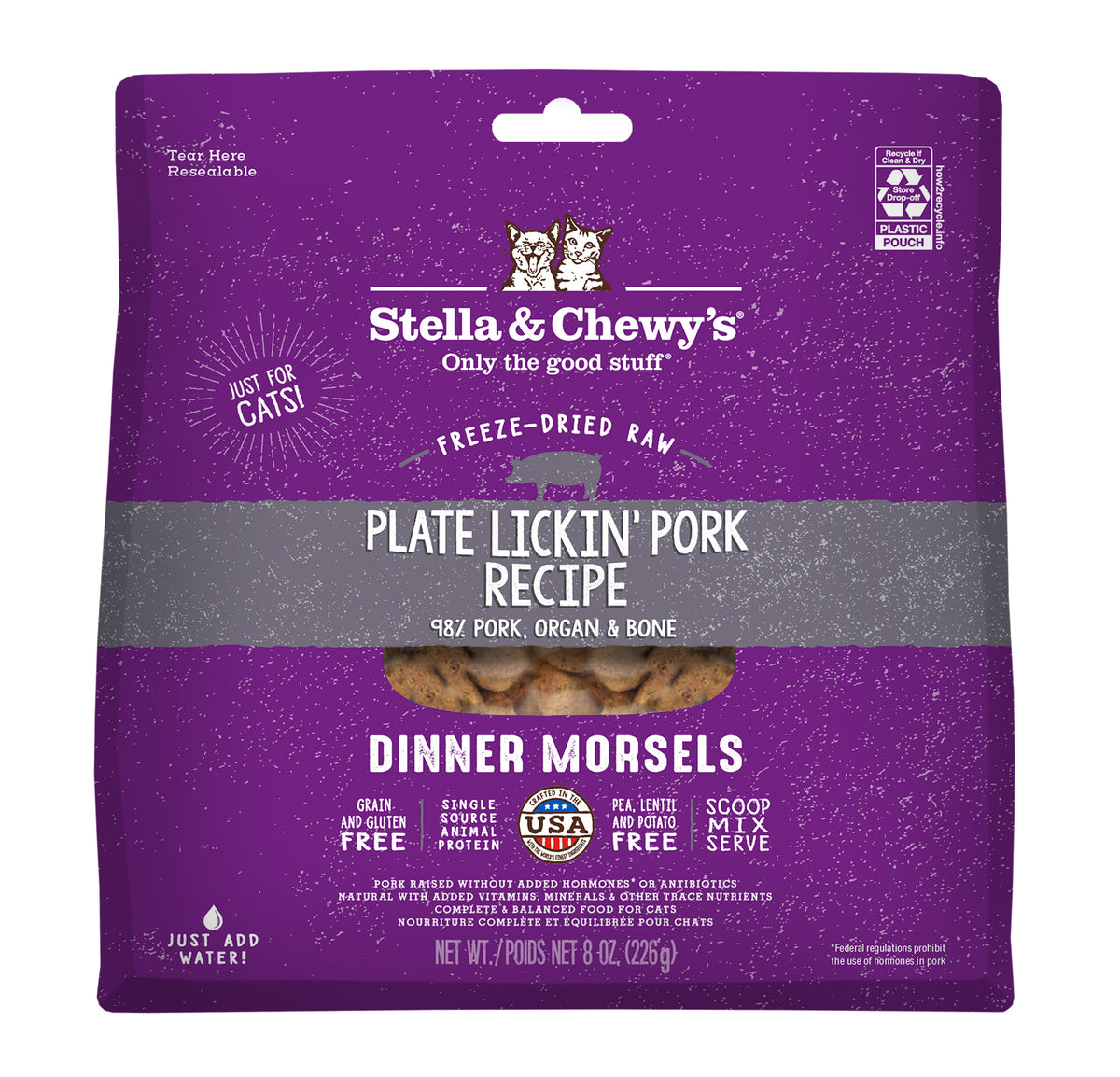 Stella &amp; Chewy&#39;s Freeze-Dried Raw Plate Lickin Pork Dinner Morsels Cat Food