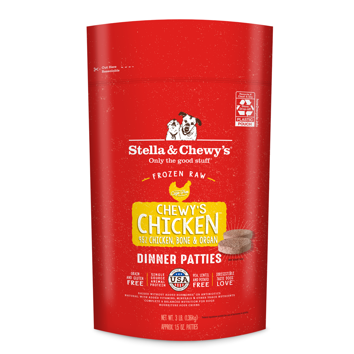 Stella &amp; Chewy&#39;s Frozen Raw Chewy&#39;s Chicken Dinner Patties Dog Food