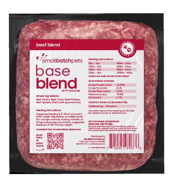 Small Batch Base Blend Beef Frozen Raw Dog &amp; Cat Food