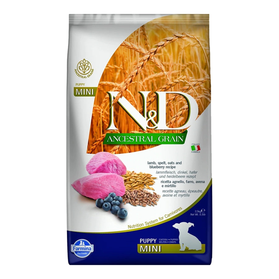 Farmina N&D Ancestral Grains Lamb & Blueberry Puppy Mini Dog Food