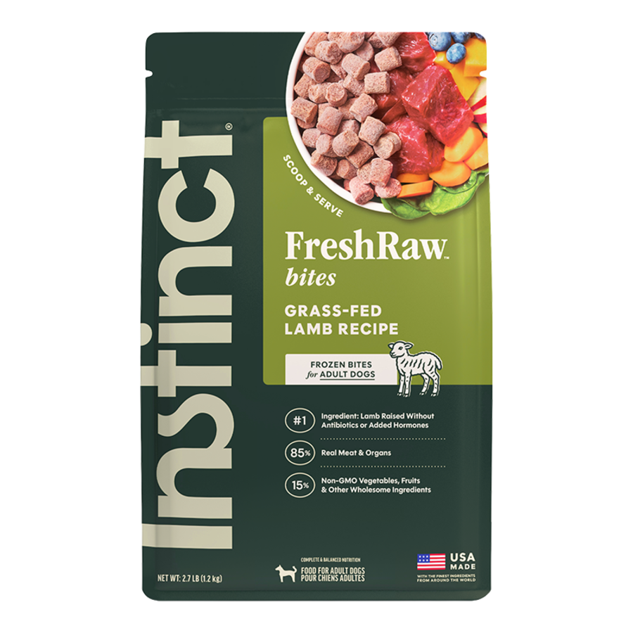 Instinct Frozen Raw Bites Grain-Free Grass-Fed Lamb Recipe Dog Food