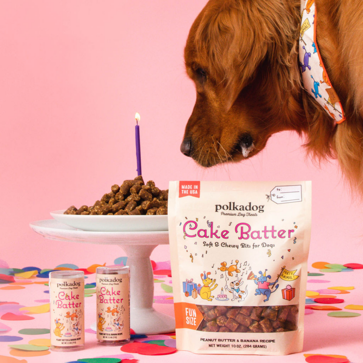 Polkadog Bakery Cake Batter Soft &amp; Chewy Bites Peanut Butter &amp; Banana Dog Treats