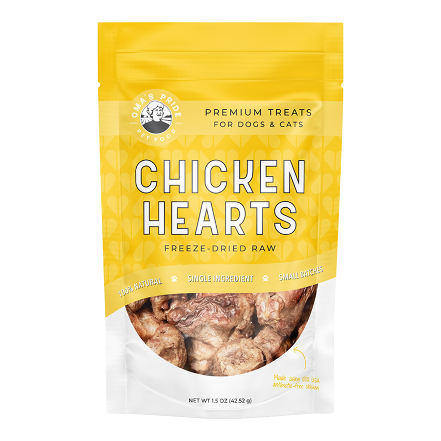 Oma&#39;s Pride Freeze-Dried Raw Chicken Hearts Dog &amp; Cat Treats