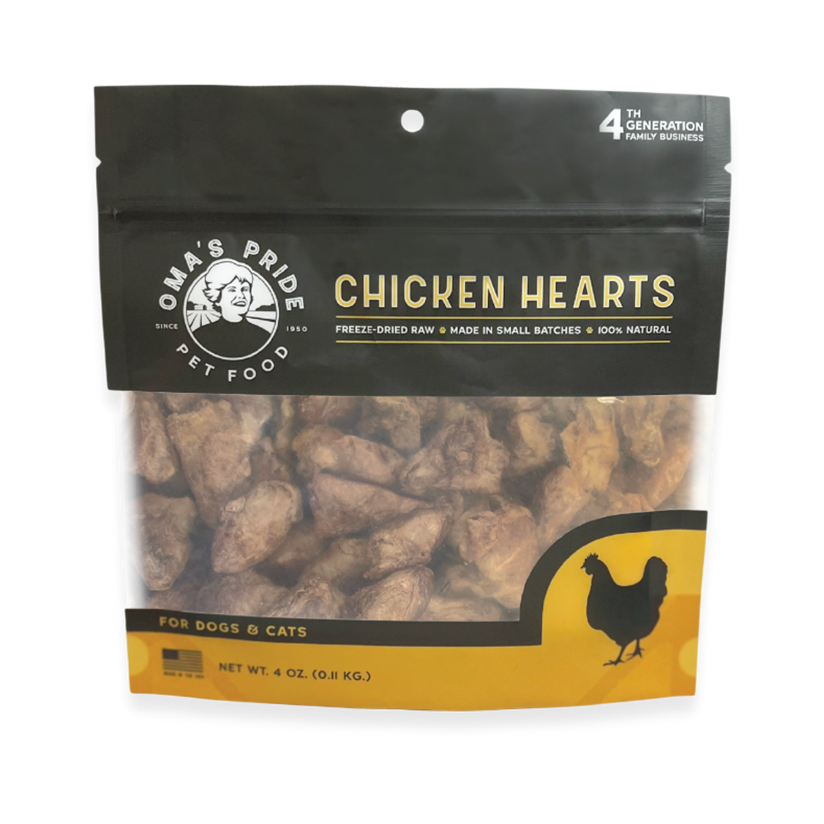 Oma&#39;s Pride Freeze-Dried Raw Chicken Hearts Dog &amp; Cat Treats