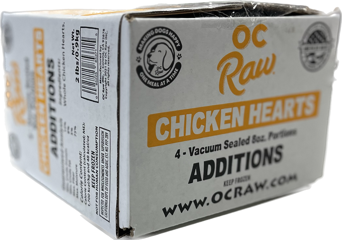 OC Raw Additions Frozen Raw Chicken Hearts for Dogs