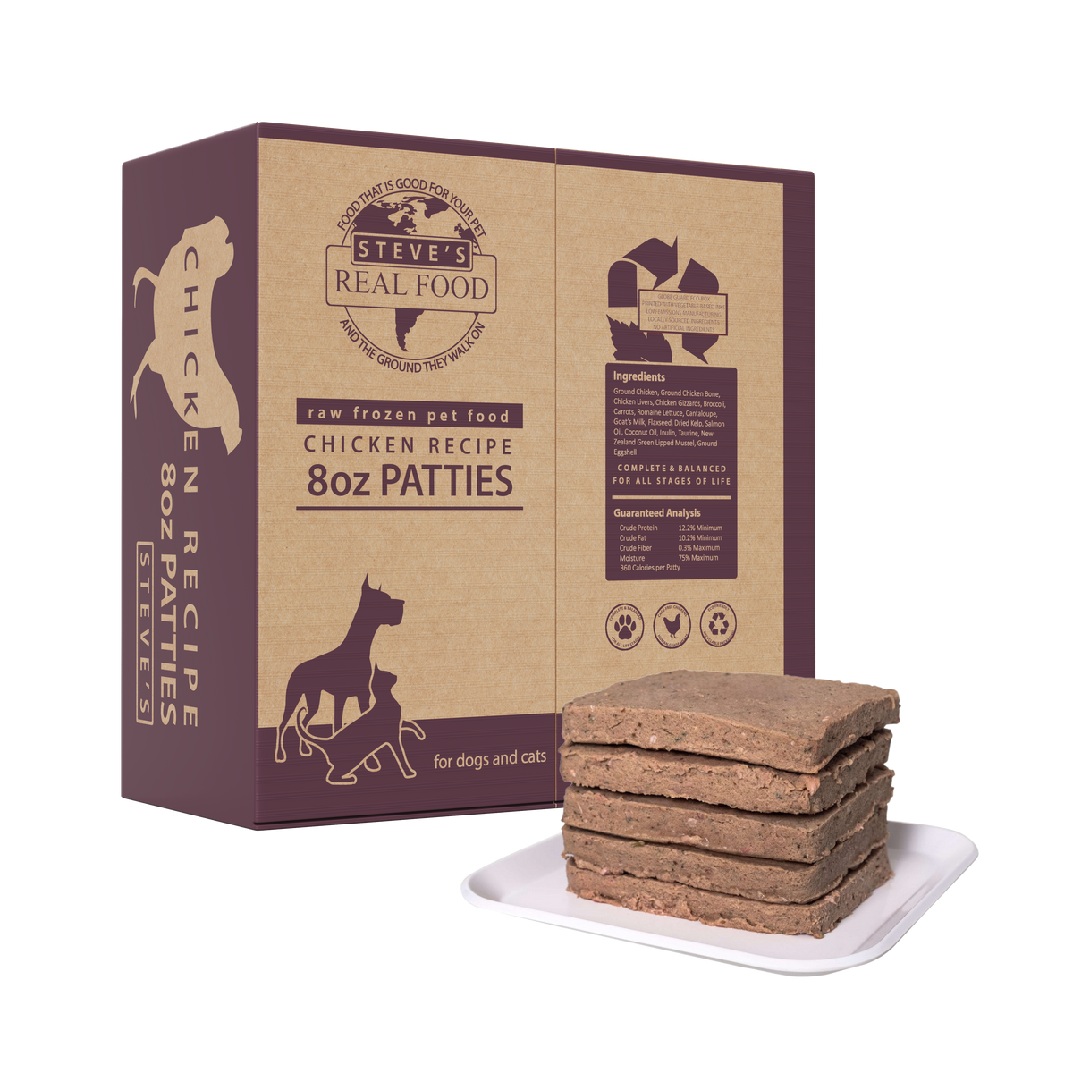 Steve&#39;s Real Food Frozen Chicken Raw Dog &amp; Cat Food