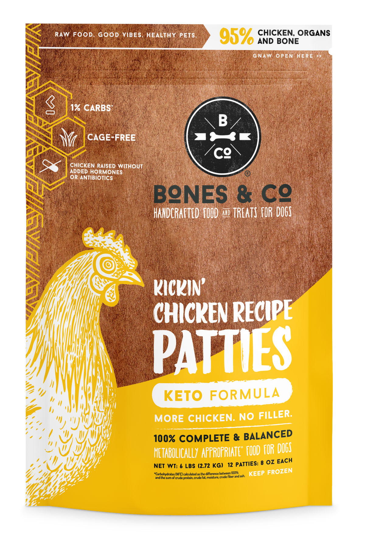 The Bones &amp; Co Frozen Raw Kickin&#39; Chicken Dog Food