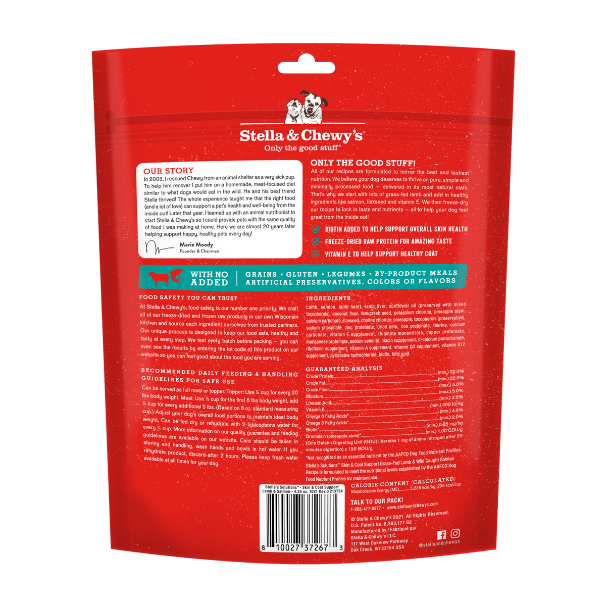 Stella &amp; Chewy&#39;s Solutions Freeze-Dried Raw Skin &amp; Coat Lamb &amp; Salmon Dog Food