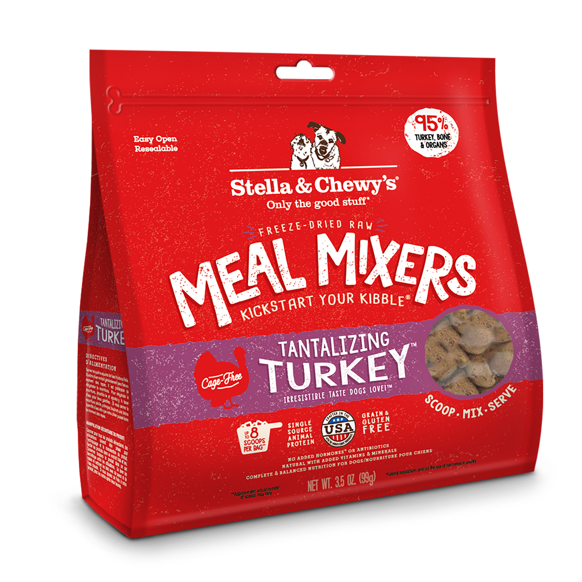 Stella &amp; Chewy&#39;s Freeze-Dried Raw Tantalizing Turkey Meal Mixers Dog Food Topper