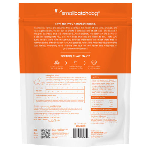 Small Batch Chicken Patties Frozen Raw Dog Food