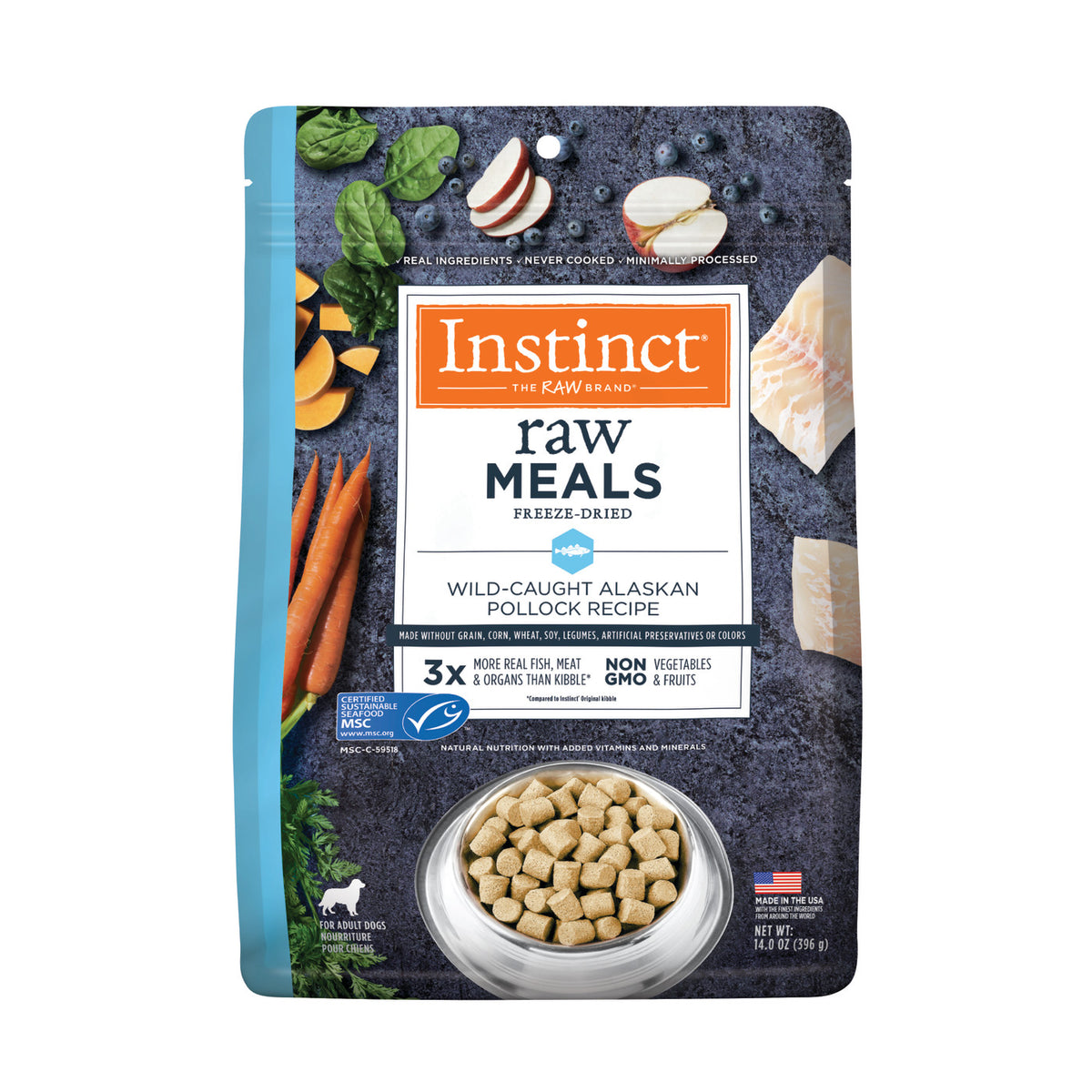 Instinct Freeze-Dried Raw Meals Grain-Free Wild-Caught Alaskan Pollock Recipe Dog Food