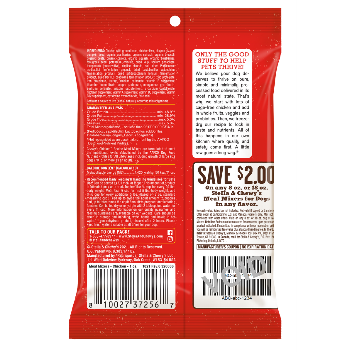 Stella &amp; Chewy&#39;s Freeze-Dried Raw Chewy&#39;s Chicken Meal Mixers Dog Food Topper