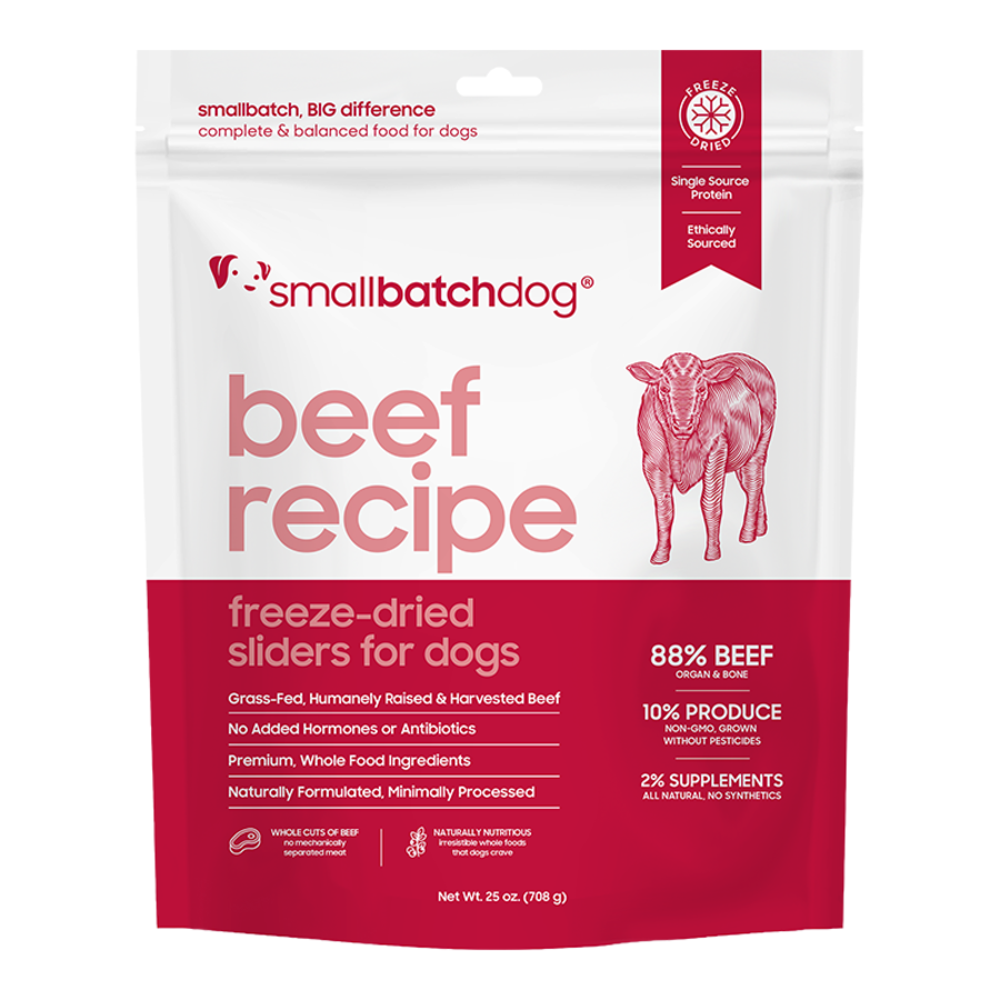 Small Batch Freeze-Dried Raw Beef Sliders Dog Food