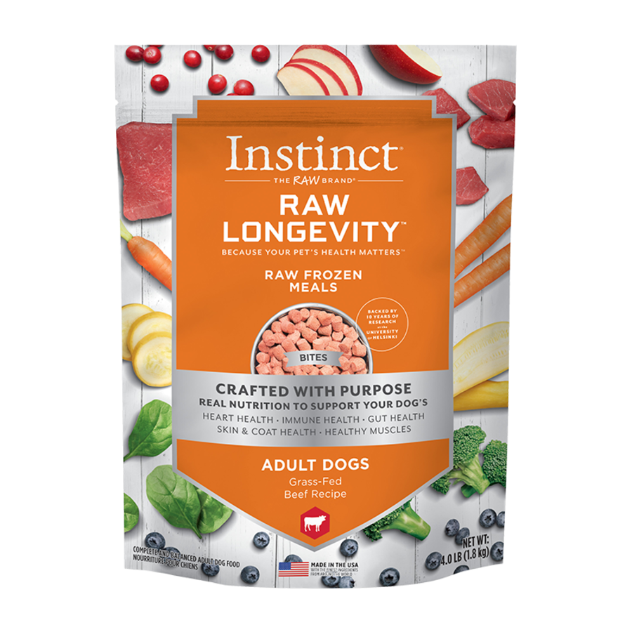 Instinct® Raw Longevity™ Raw Frozen Meals Grass-Fed Beef Recipe for Dogs