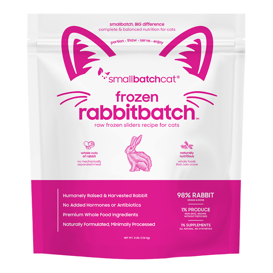 Small Batch Rabbit Sliders Frozen Raw Cat Food