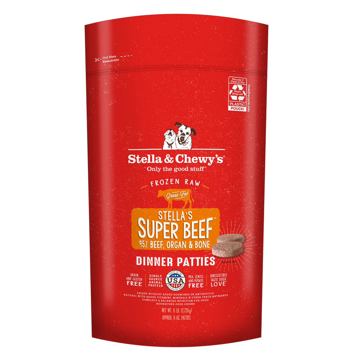 Stella &amp; Chewy&#39;s Frozen Raw Stella&#39;s Super Beef Dinner Patties Dog Food