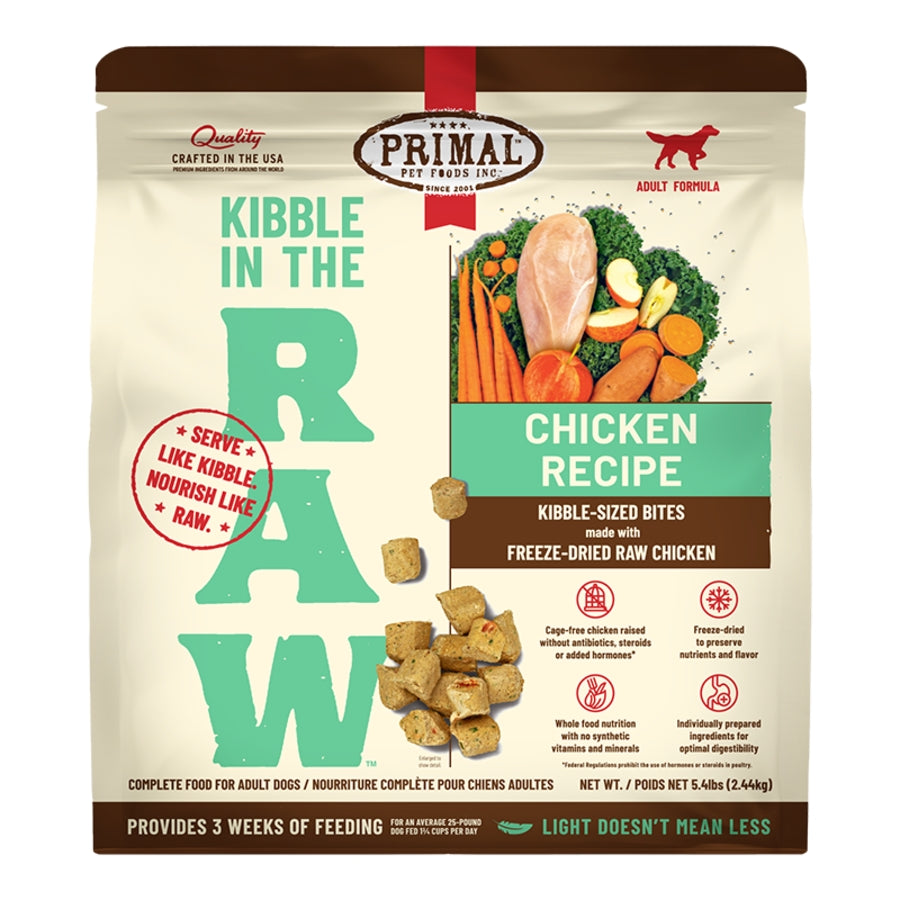Primal Kibble in the Raw Freeze-Dried Raw Chicken Dog Food