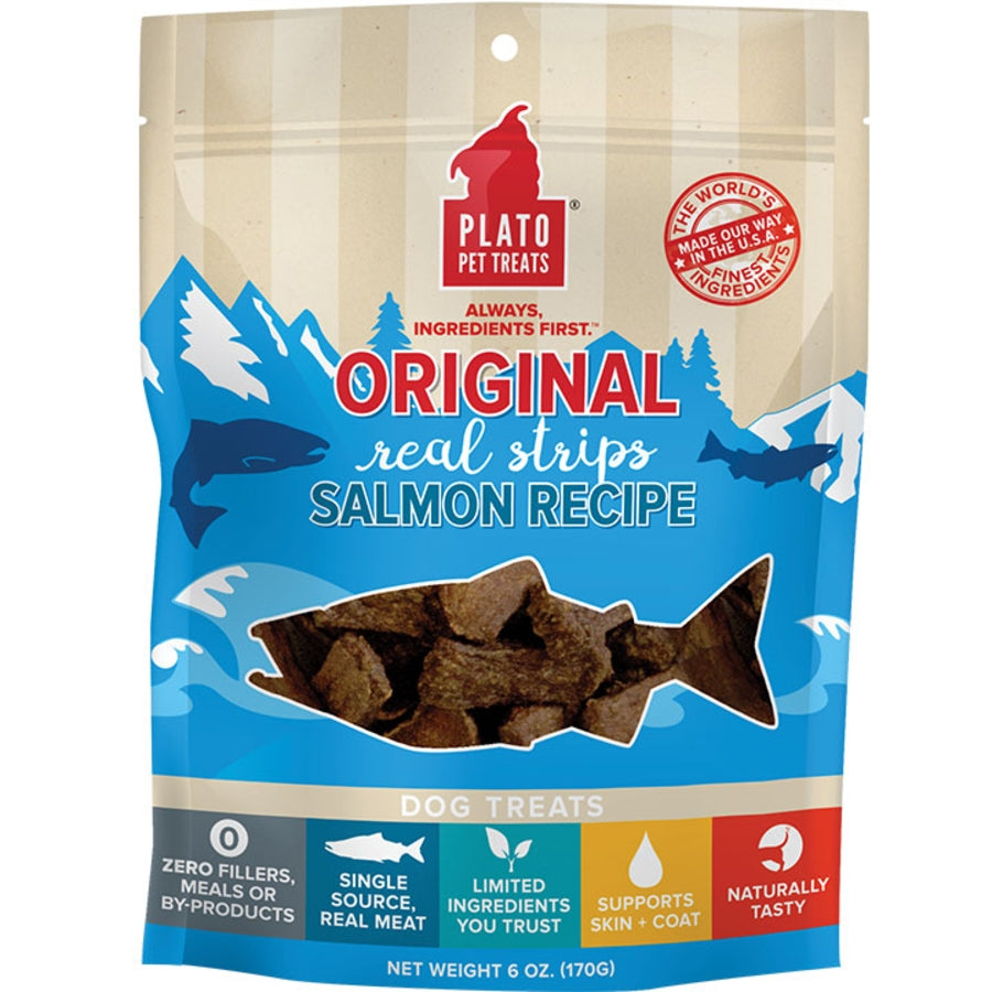 Plato Pet Treats Original Real Strips Salmon for Dogs
