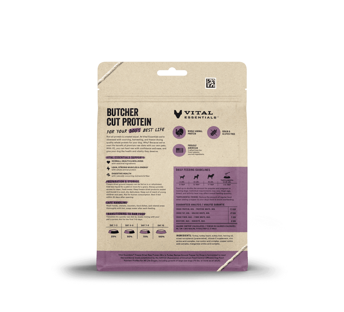 Vital Essentials Freeze-Dried Raw Protein-Mix In Ground Turkey Dog Meal Topper