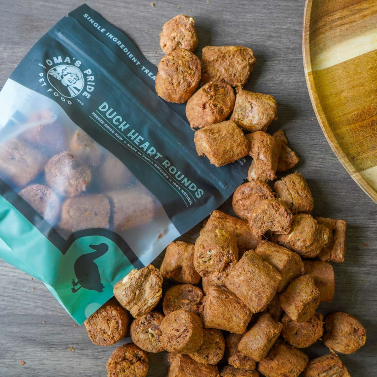 Oma&#39;s Pride Freeze-Dried Raw Duck Heart Rounds Dog &amp; Cat Treats