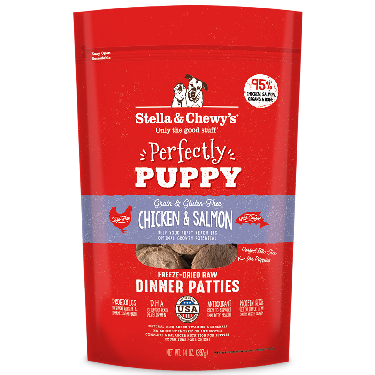 Stella &amp; Chewy&#39;s Freeze-Dried Raw Perfectly Puppy Chicken &amp; Salmon Dinner Patties Dog Food