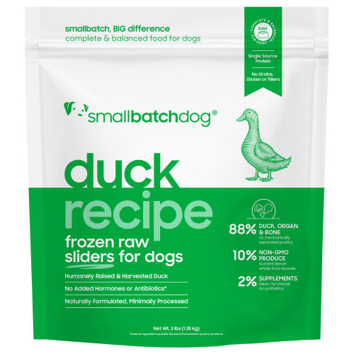 Small Batch Duck Sliders Frozen Raw Dog Food