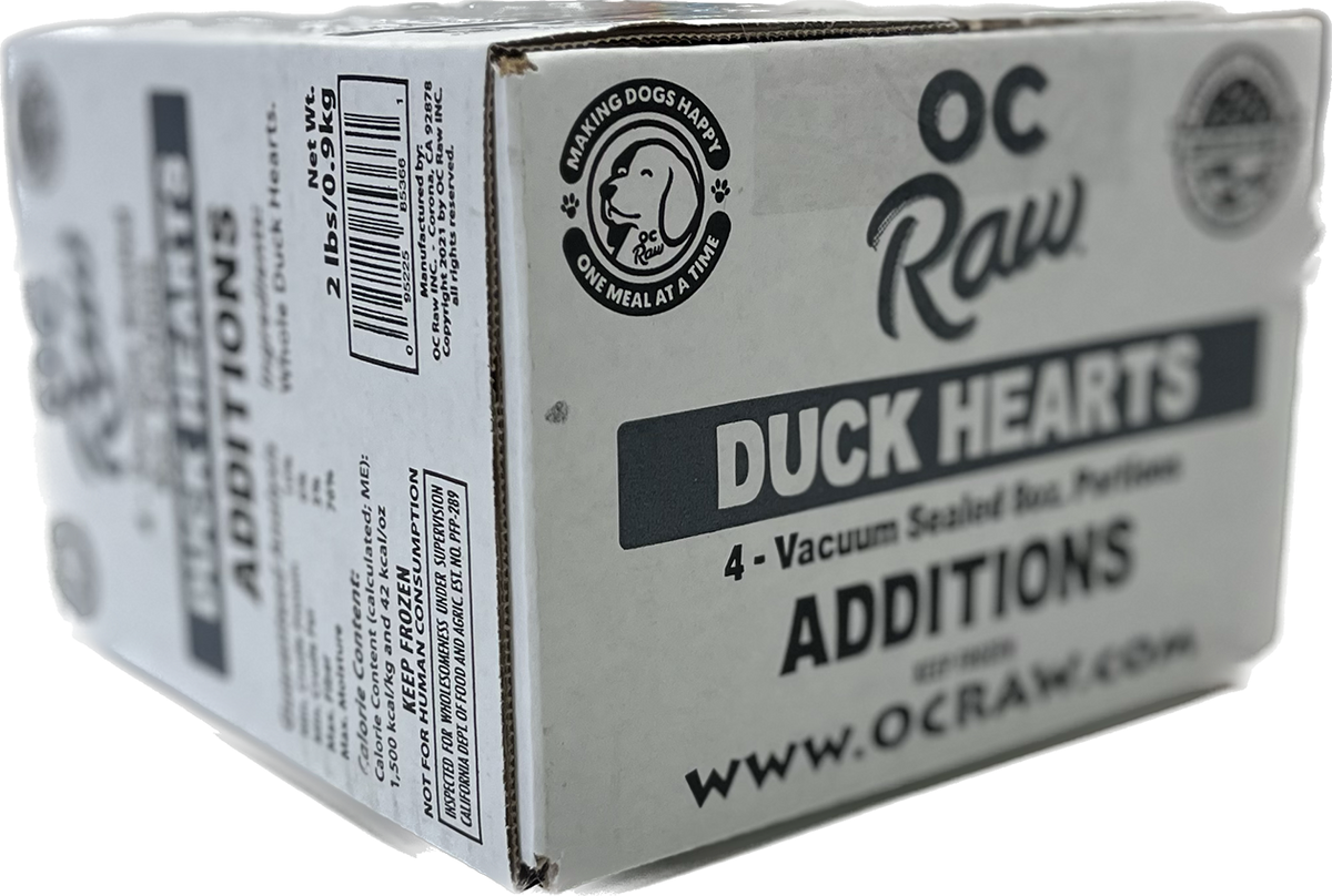 OC Raw Additions Frozen Raw Duck Hearts for Dogs