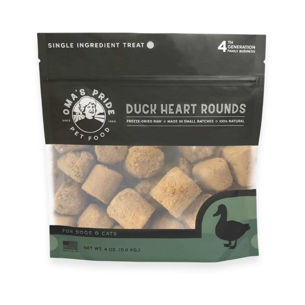 Oma&#39;s Pride Freeze-Dried Raw Duck Heart Rounds Dog &amp; Cat Treats