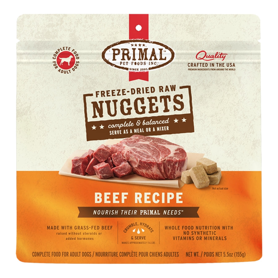Primal Freeze-Dried Raw Nuggets Beef Dog Food